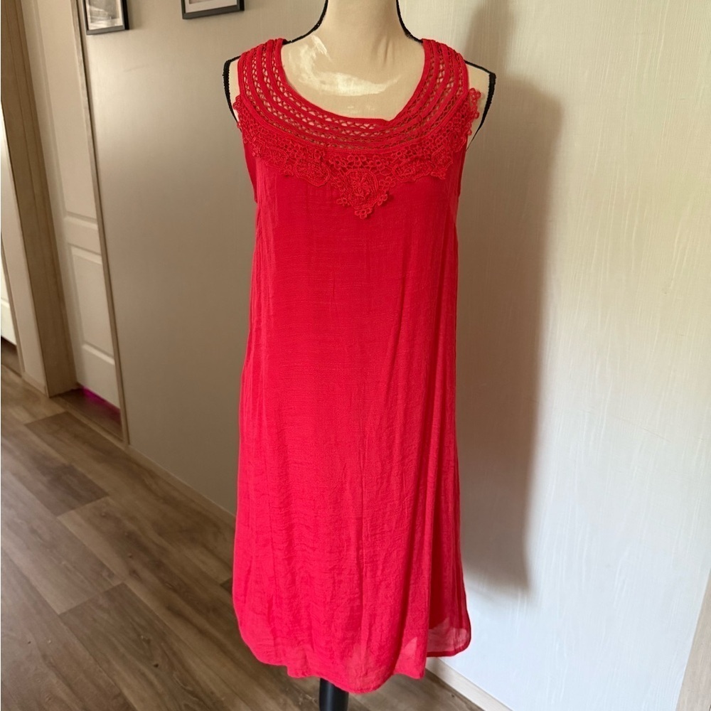 Forgotten Grace Red Sleeveless Crochet Dress